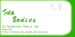 ida bodics business card